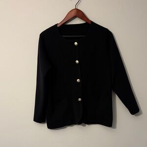 Source Unknown Black Cardigan with Gold Buttons